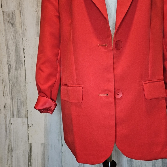 Sophie & Trey Womens Red Double-Breasted Blazer Jacket Size Large Modern Classic - Picture 4 of 14